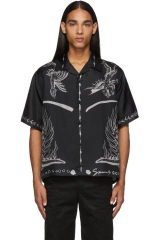 Givenchy: Black Icarus Hawaiin Short Sleeve Shirt 